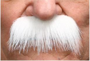 Off-White Faux Fur Costume Moustache, 8.5 x 4.5 cm