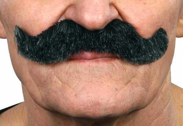 Black and Grey Costume Moustache, 13 x 4 cm