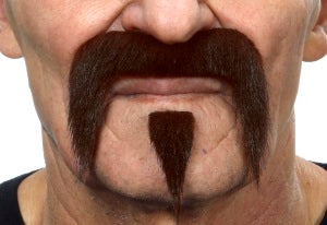 Dark Brown Costume Moustache Set with White Flecks