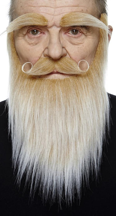 Blonde and White Costume Beard, Moustache and Eyebrow Set