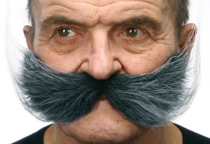 European Self-Adhesive Moustache in Black and Grey