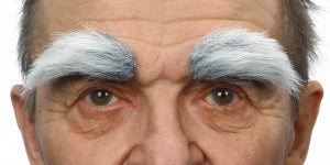 Bushy White and Grey Self-Adhesive Costume Eyebrows, 6 Pieces