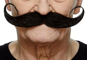 Black Handlebar Costume Moustache, 18 x 5 cm