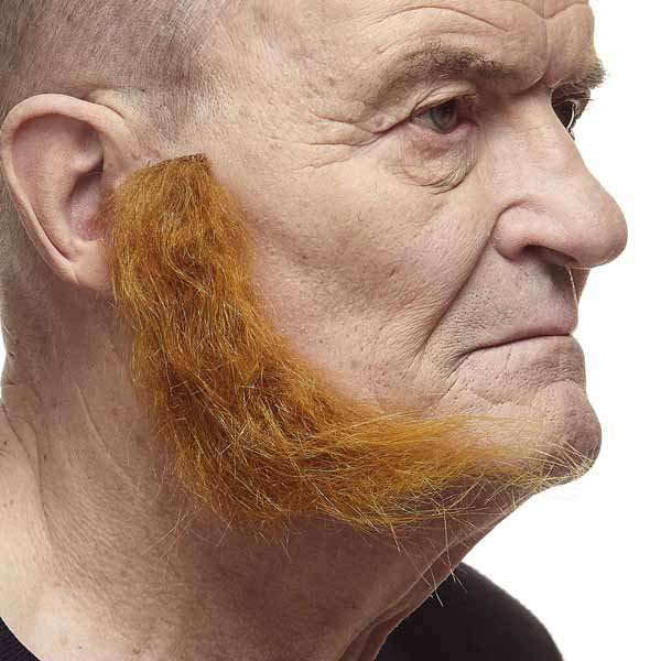 Strawberry Red L-Shaped Self-Adhesive Sideburns, 6 Pieces