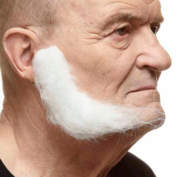 White L-Shaped Mutton Chop Sideburns
