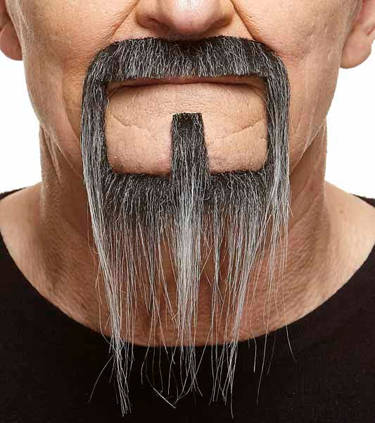 Black and Grey Moustache and Beard Costume Accessory