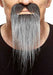 Long Straight Salt and Pepper Costume Moustache and Beard