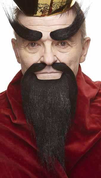 Black Self-Adhesive Moustache, Beard and Eyebrow Costume Set