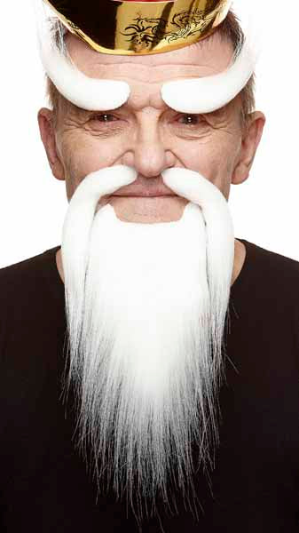 Shaolin Monk White Moustache, Beard and Eyebrows Costume Set