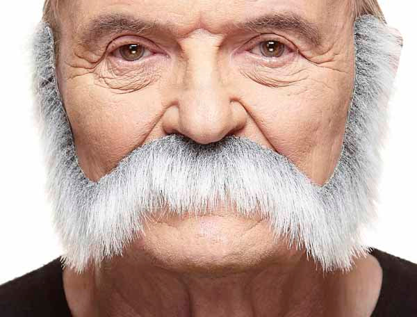Nigel Long White and Grey Costume Moustache