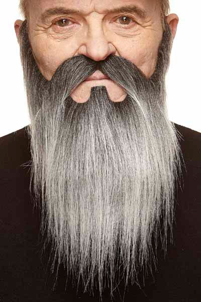 Long Black and Grey Wizard Beard and Moustache