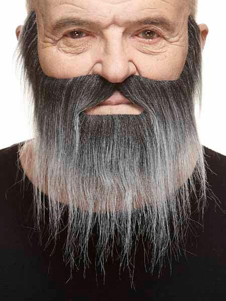 Black and Grey Costume Moustache and Beard Set