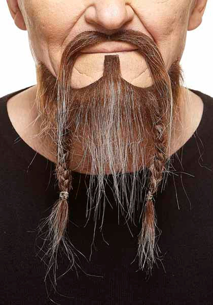Brown and White Self-Adhering Moustache and Beard Set