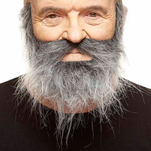 Black and Grey Costume Moustache and Beard Set
