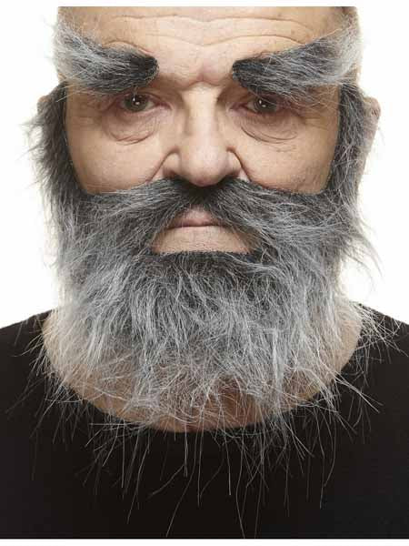 Grey Moustache, Beard and Eyebrow Costume Set