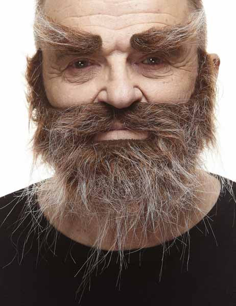 Brown and White Moustache, Beard and Eyebrows Costume Set