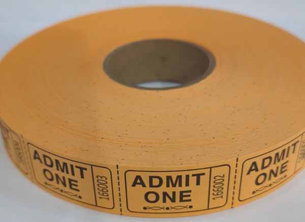ROLL TICKETS 2000 ADMIT ORANGE