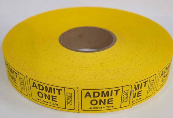 ROLL TICKETS 2000 ADMIT YELLOW