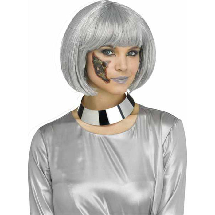 "Alien Page Wig With Grey And Silver Accent"