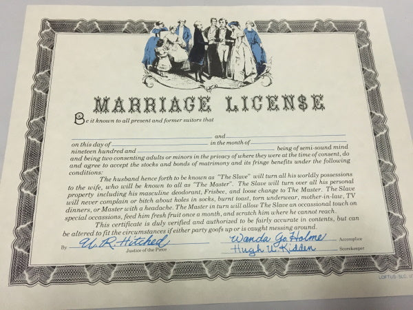 Novelty Fake Marriage License Gag Prop, 1 Piece