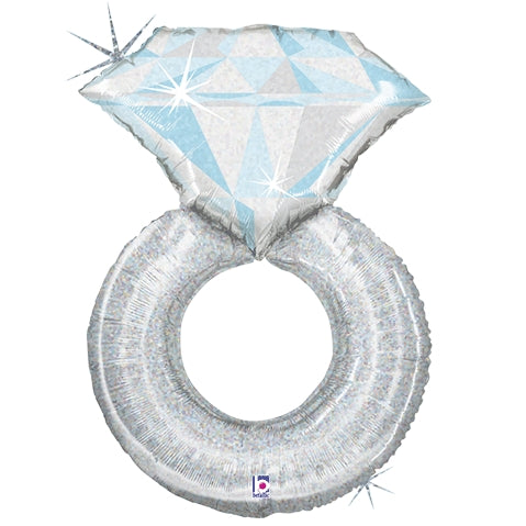 38-Inch Platinum Wedding Ring Foil Mylar Balloon - Shimmering Silver