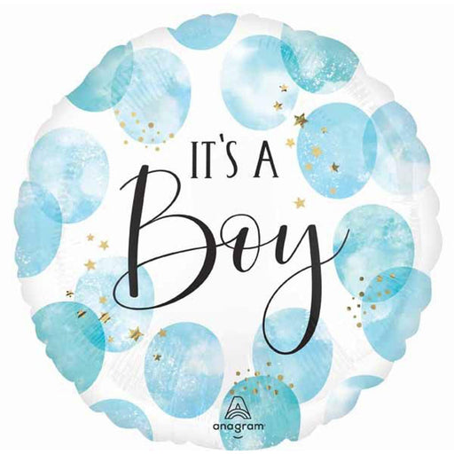 Baby Boy Watercolor Round Canvas With Stickers.