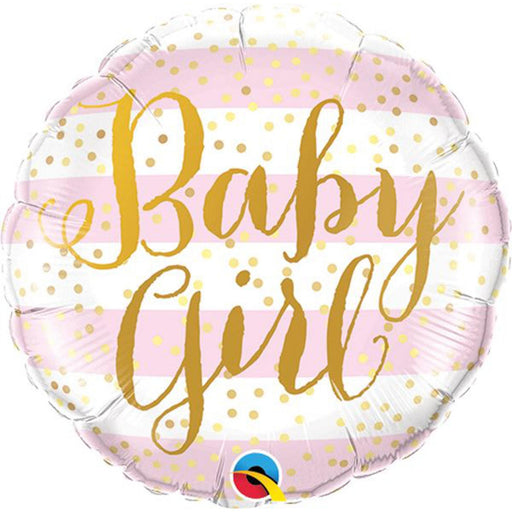 "Baby Girl Pink Stripes Mylar Balloon (9")"