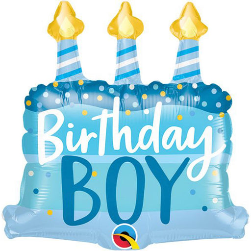 14 Inch Birthday Boy Cake & Candles Foil Balloon A Blue Celebration of Sweet Moments (5/Pk)