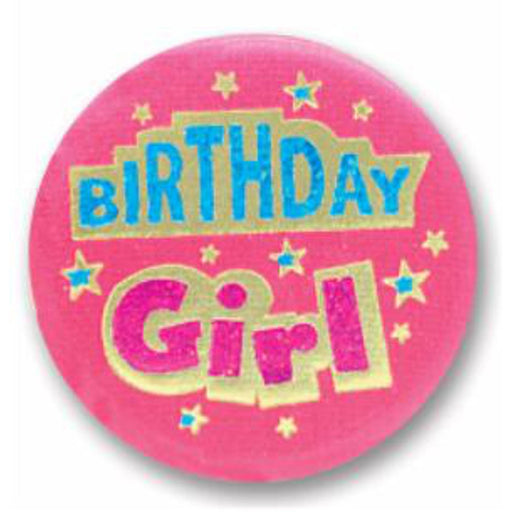 Birthday Girl Satin Button 2" (Pack Of 6)