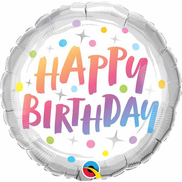 Colorful 18-inch Qualatex Birthday Rainbow Dots Foil Balloon