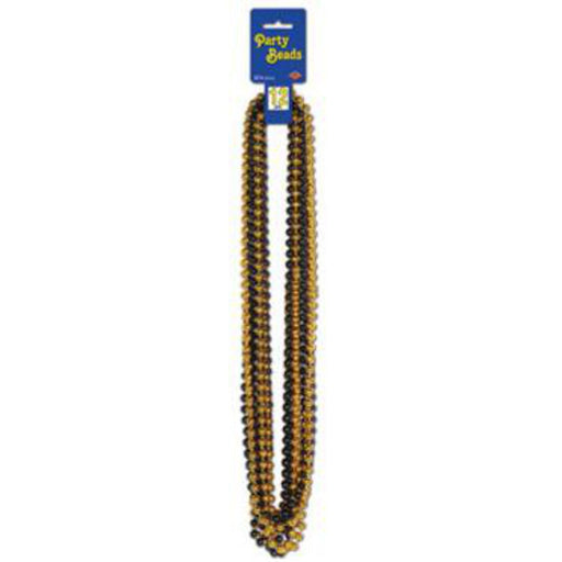 "Black And Gold Party Beads - 12 Cards"