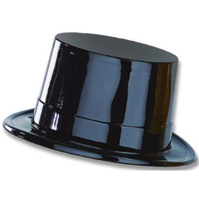 Black Plastic Top Hat Bulk – Pack Of 12.