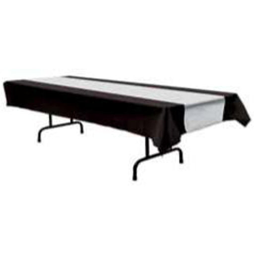 Black & Silver Plastic Table Cover.