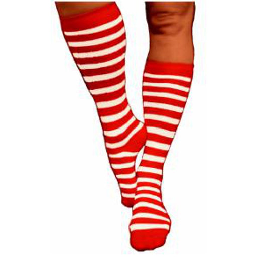 "Bold Striped Socks In Red/White"