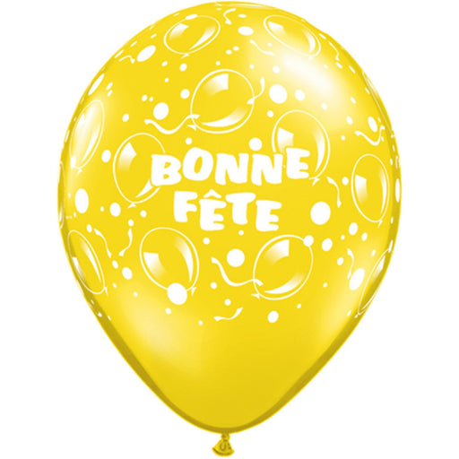 "Bonne Fete" Yellow Balloons (50 Count) - 11"