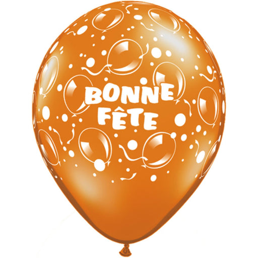 "Bonne Fete Orange Balloons (Pack Of 50)"