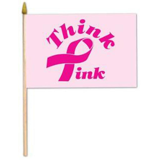 "Breast Cancer Awareness Pink Ribbon Flag - 4"X6" Rayon"