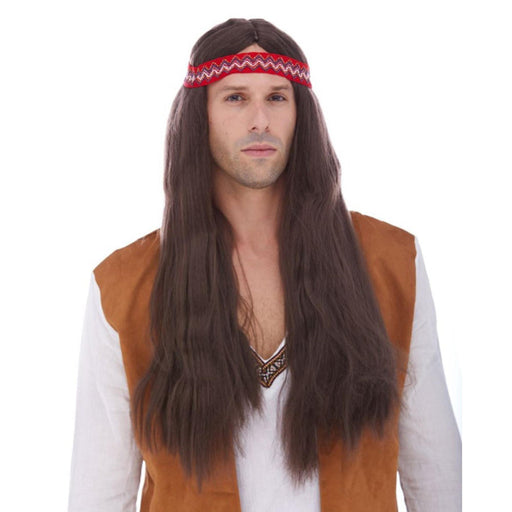 "Brown Hippie Wig With Detachable Headband By Wb"