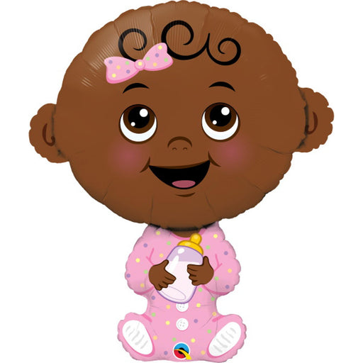 Brown Skin Tone Baby Girl Balloon (38")