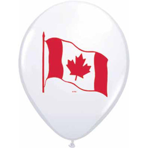 Canada Flag 11" White And Red 2-Sided Latex Balloons (Pack Of 50)"