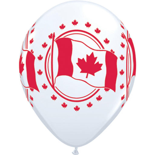 "Canadian Flag - 11" Round, White With Red Ink (50 Pack)"