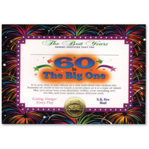"Celebrate With 60 Is The Big One Certificate Greeting"
