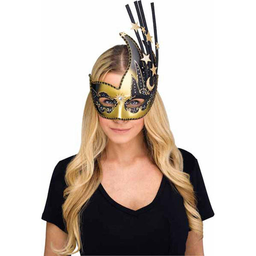 "Celestial Half Mask In Black And Gold"