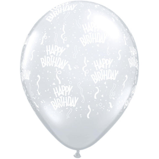 Qualatex 11 Inch Clear Latex Balloon Birthday A Round Elegance (50/Pk)