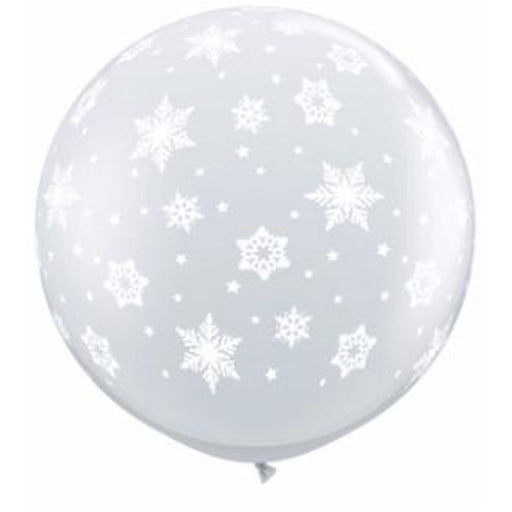 36" Clear Snowflakes Latex Balloons (2/Pk)