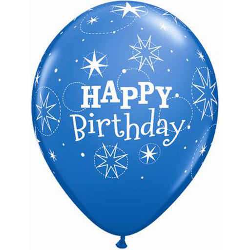 Wholesale assortment of 11-inch Qualatex Birthday Sparkle Balloons in blue and robin's egg colors, perfect for adding festive delight to your event
