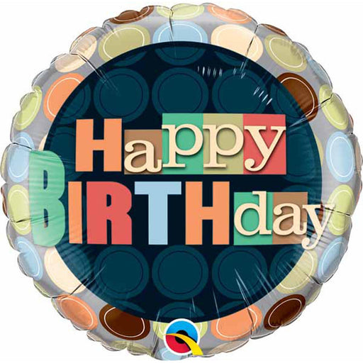 18" Foil Balloon Happy Birthday Dots Extravaganza in Multicolor (5/Pk)