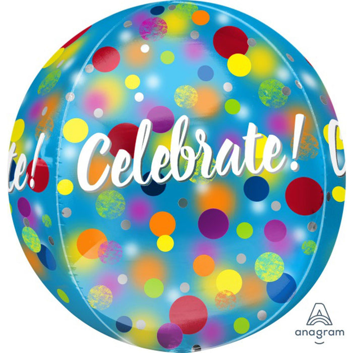 "Colorful Celebrate Party Dots Balloon - 20 Inch Orbz G20 Pkg"