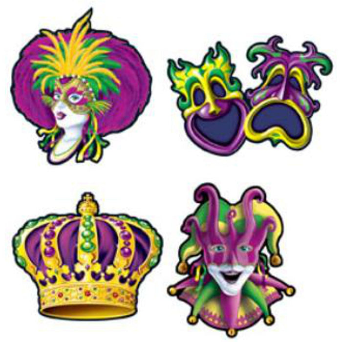 Colorful Mardi Gras Cutouts (4-Pack)