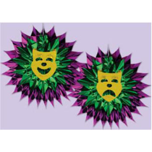 Colorful Mardi Gras Fan Burst Decoration (1/Pkg)